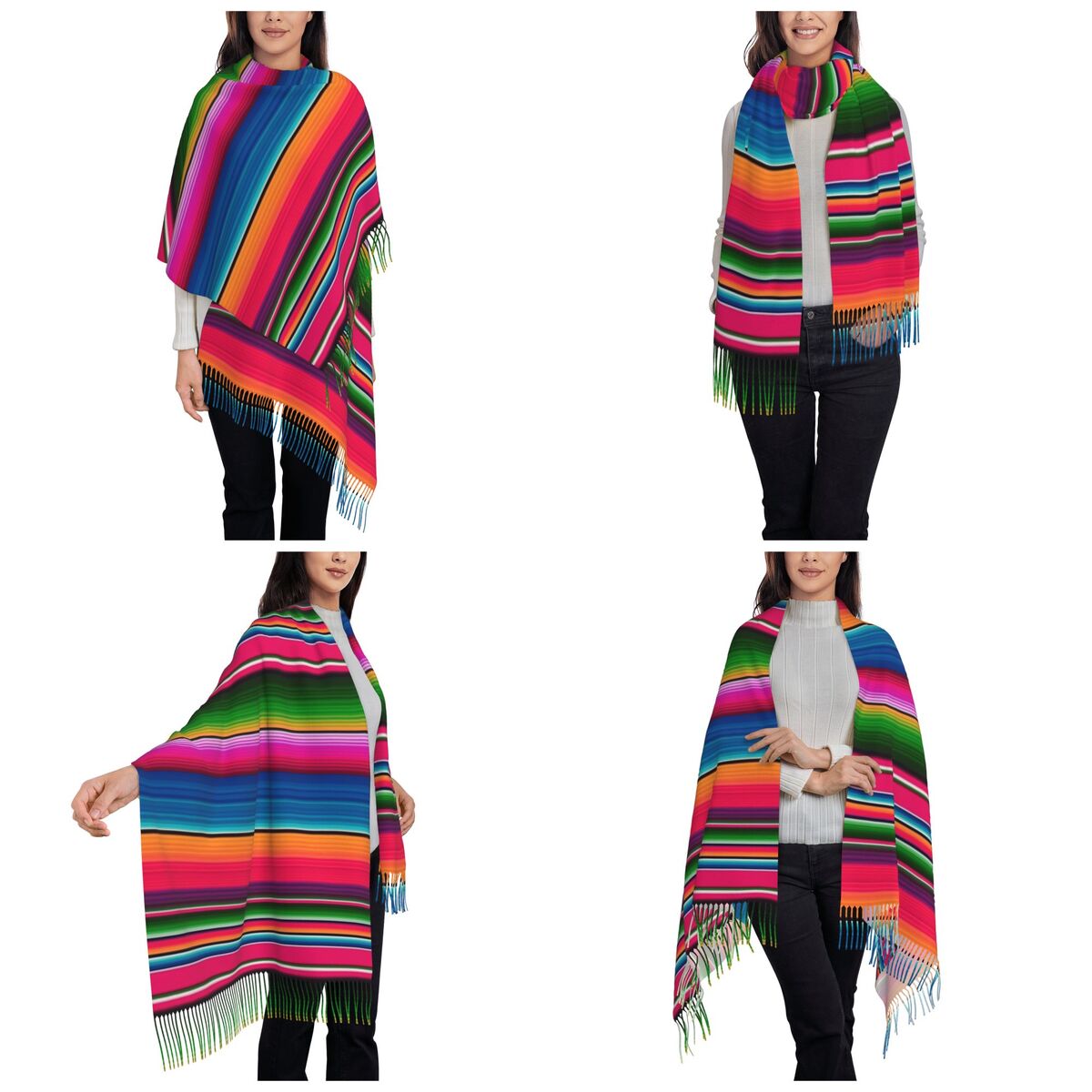 Mexican Blanket Striped Fiesta - Woven Scarf Blanket 评论和价格