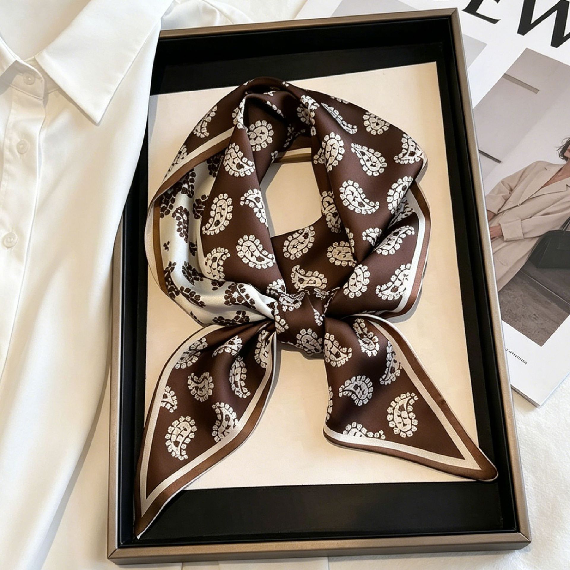 Luxury Long Neckerchief Skinny - Silk Neck Scarf 评论和价格