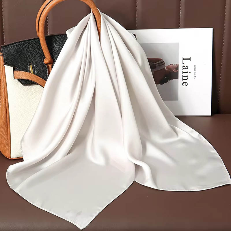 Luxury Solid Color Silk Square - Silk Neck Scarf 评论和价格